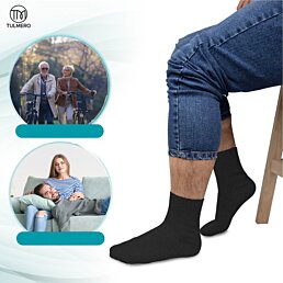 Pánske bezšvové bavlnené ponožky vrúbkové, Tulmero Socks, EU (44-46), čierne - Náhľad