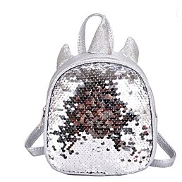Predškolský batoh flitrový Jednorožec, 18x19 cm, 1,5 L, strieborný - Náhľad