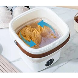 Prenosná mini cestovná skladacia práčka na oblečenie a bielizeň 11l, biela - Náhľad