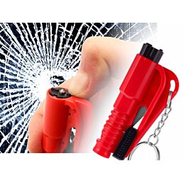 Kladivo na sklo s rezačom pásov a píšťalka ako prívesok na kľúče 3v1, Car Safety - Náhľad