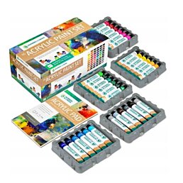 Sada akrylových farieb - 60 farebných túb farieb na plátno, 61 ks