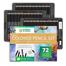 Prémiová súprava farebných ceruziek pre kreslenie mäkkých Jadier, 72 ks