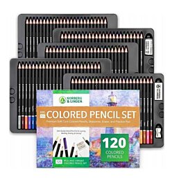 Prémiová súprava farebných ceruziek pre kreslenie mäkkých Jadier, 120 ks