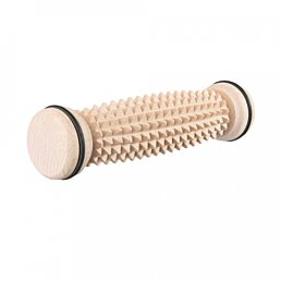 Drevený masážny valček na nohy, chodidlá, telo s gumou, AntiSlip A, 19 x 5 cm