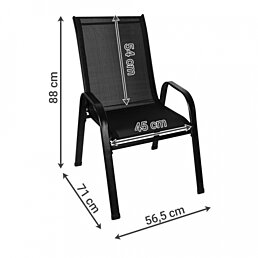 Sada záhradných kovových stoličiek čierna, 4ks - Náhľad