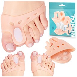 Silikónové prúžky s oddeľovačom prstov pre vbočené kĺby + klin, 1 pár (2ks)