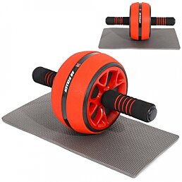 Široké brušné koliesko na posilňovanie brucha - oranžové + podložka