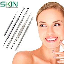 Sada nástrojov na čistenie, vytláčanie a odstránenie akné v puzdre so zrkadlom