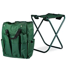 Skladacia záhradná stolička s taškou na náradie - Náhľad