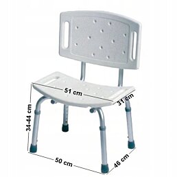 Výškovo nastaviteľná stolička do sprchy s operadlom KP 350L - Náhľad