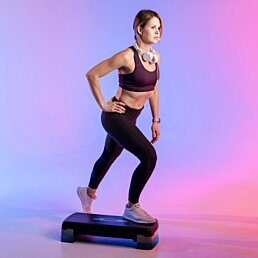 Fitness stepper na cvičenie s nastaviteľnou výškou do 20 cm, modrá - Náhľad