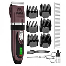 Strihací strojček na srsť zvierat 6 nadstavcov, Pet Grooming, Plum