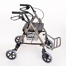 Štvorkolesové chodítko so sedačkou a košíkom RA888, šedá metalíza - Náhľad