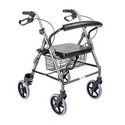 Štvorkolesové hliníkové chodítko VICTORIA so sedadlom a košíkom