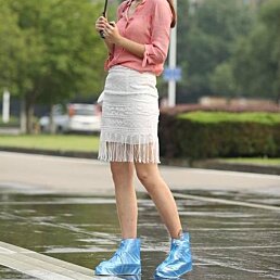 Vodeodolné návleky do dažďa - modré, veľkosť XL, krátke - Náhľad