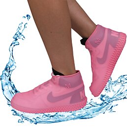Vodeodolné návleky na tenisky silikónové elastické Raincover for Sneakers ružové S - Náhľad