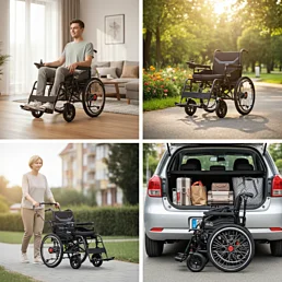 Skladací elektrický invalidný vozík 2×250 W, Li-ion 24 V/20 Ah, dojazd 15 km - Náhľad