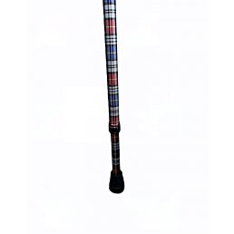 Vychádzková nastaviteľná palica s drevenou rúčkou - tartanová potlač - Náhľad