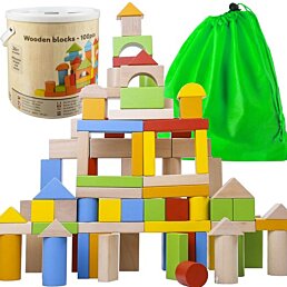 Farebné drevené kocky, Woody joy, 100 ks