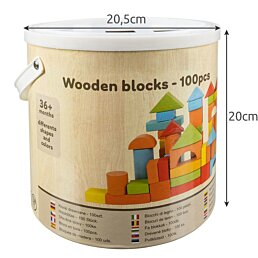 Farebné drevené kocky, Woody joy, 100 ks - Náhľad