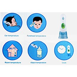 Ušný multifunkčný elektronický  teplomer s LCD displejom 4v1 - Náhľad