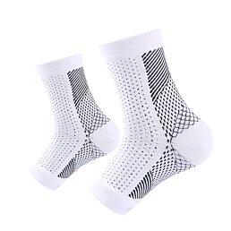 Kompresné ponožky na členok s otvorenou špičkou, biele - Náhľad