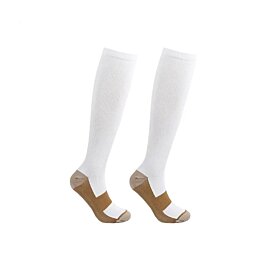 Kompresné podkolienky unisex, biele - Náhľad