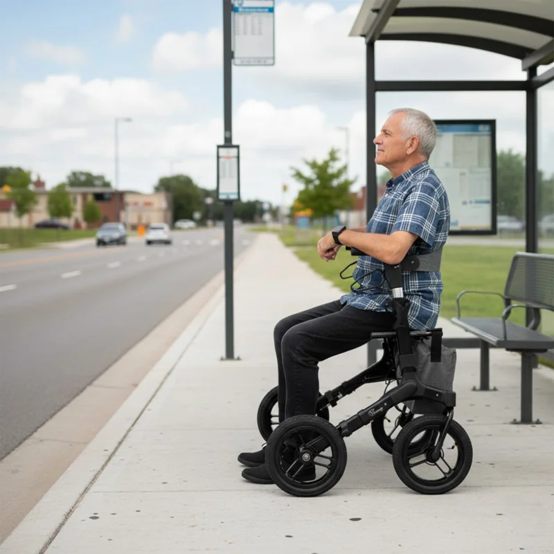 Hliníkové chodítko RANGER so sedadlom a taškou
