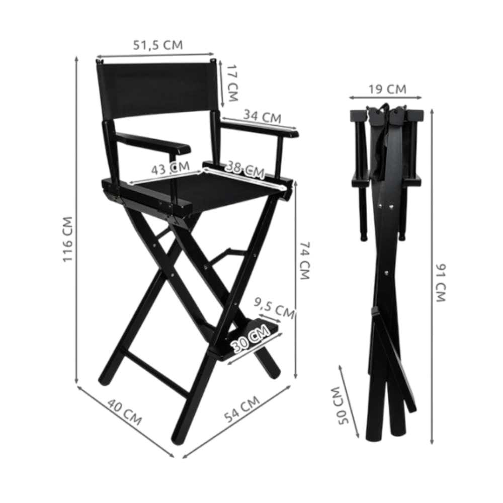 Skladacia drevená kozmetická stolička – zložený stav