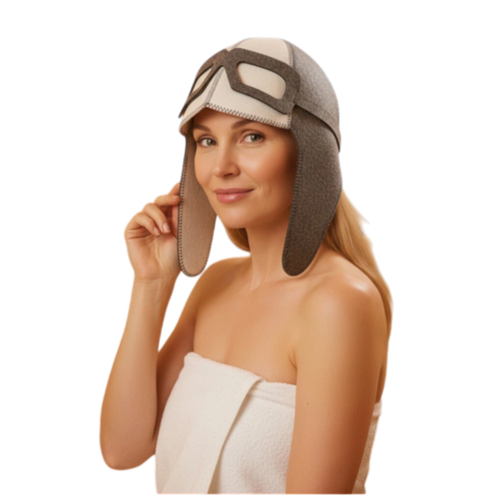 Saunová čiapka Aviator z plsti – ochrana pred teplom a komfort