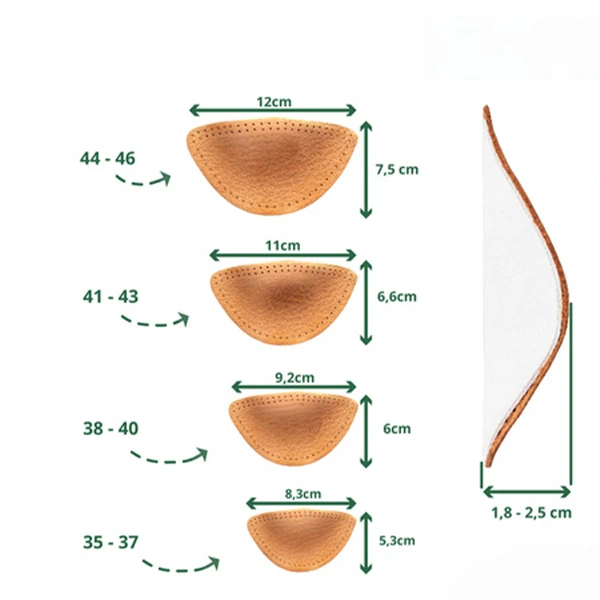 Ortopedické vložky z kože na podporu klenby