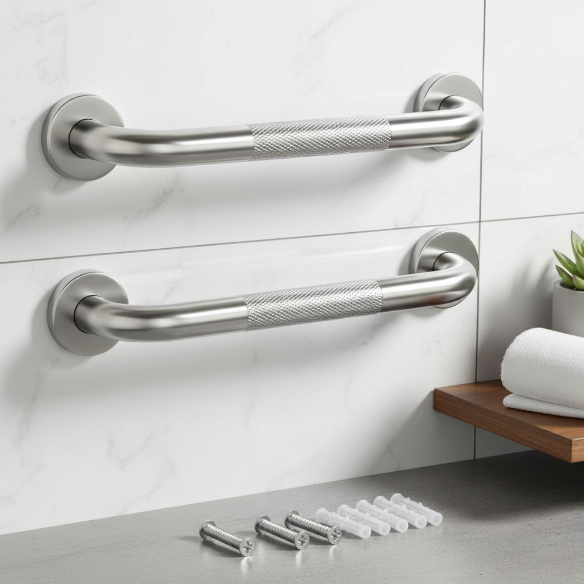 Nerezové kúpeľňové madlo na bezpečné uchytenie