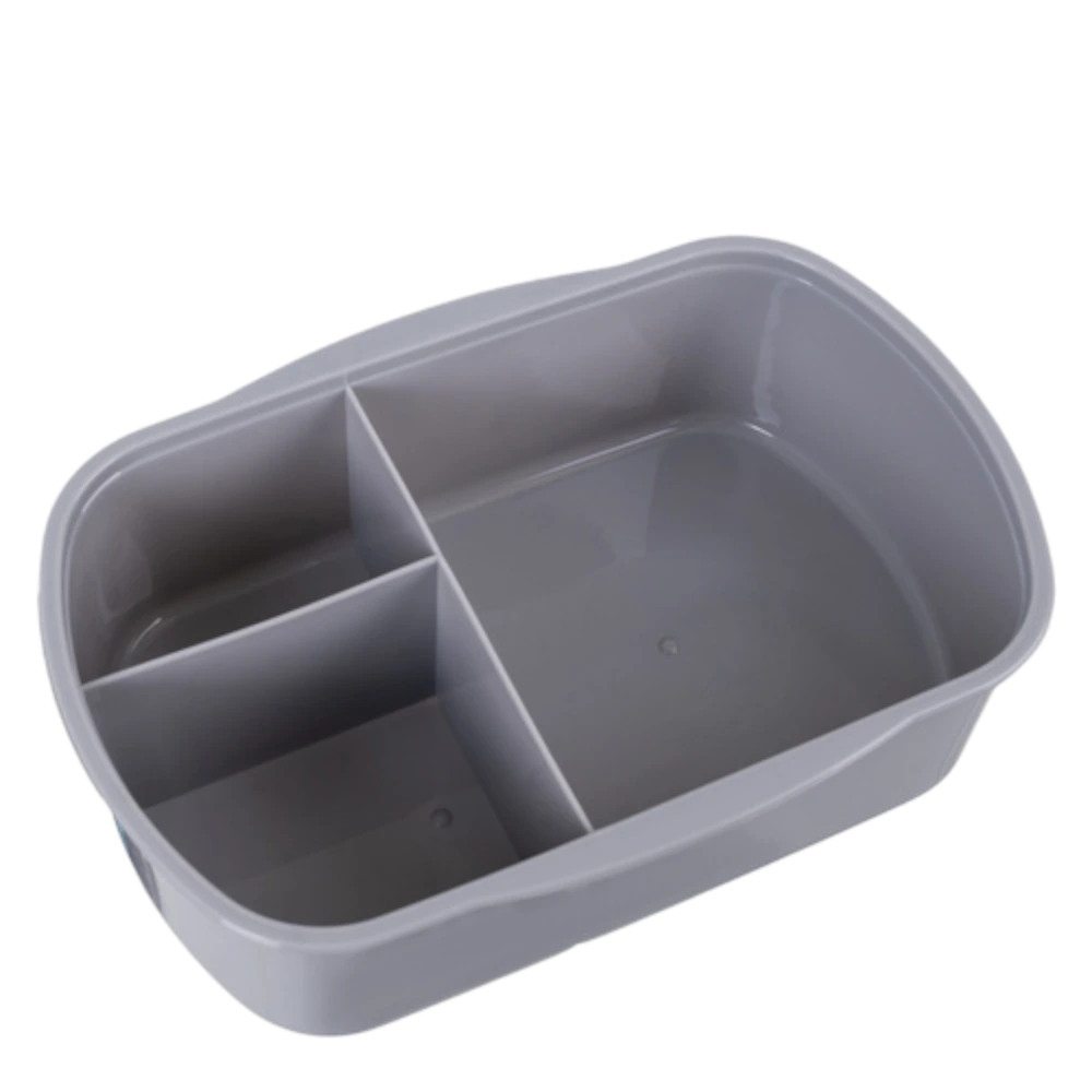 Sivý lunchbox s tesniacim viečkom a steam ventilom