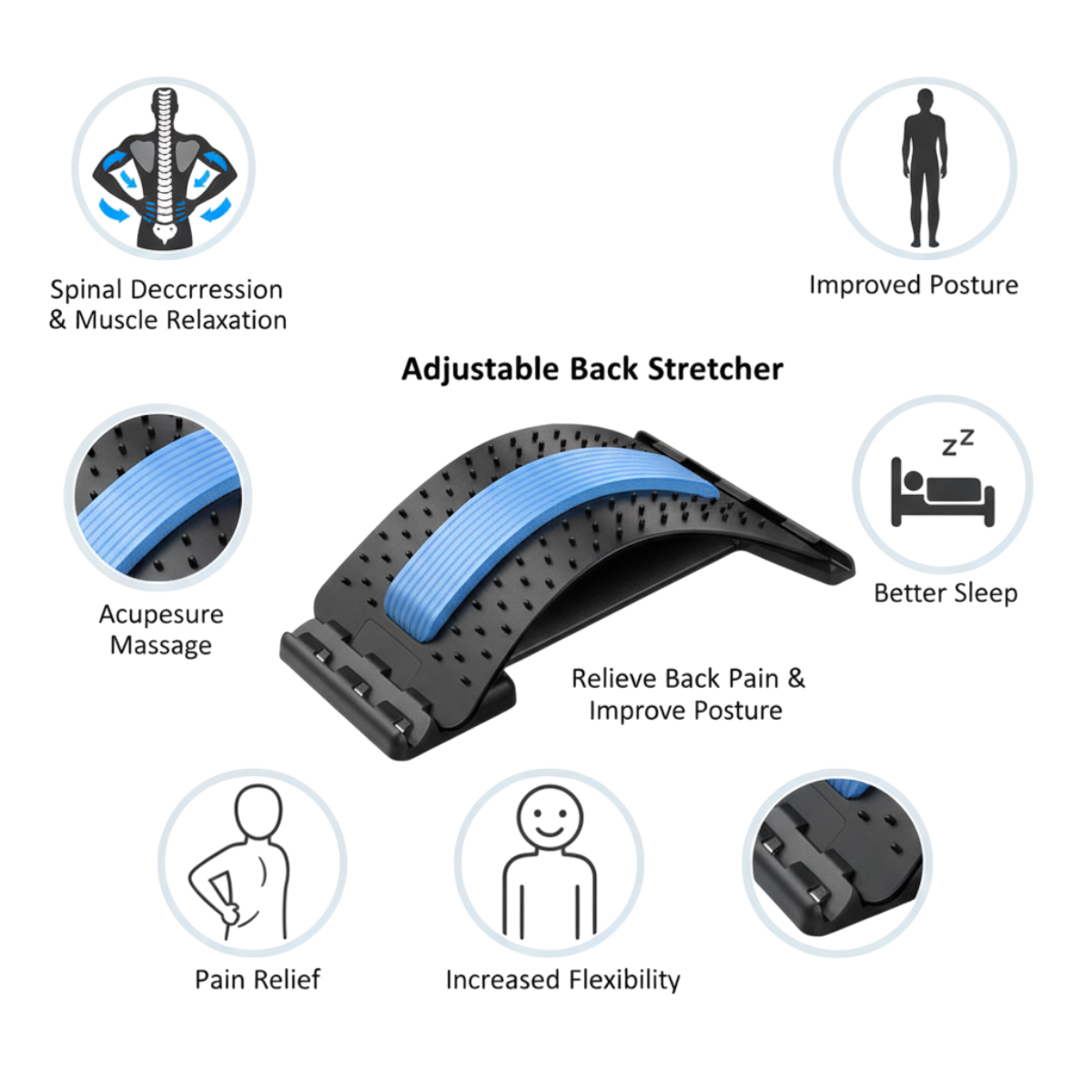 Akupresúrne výstupky na mostíku pre lepšie uvoľnenie svalov