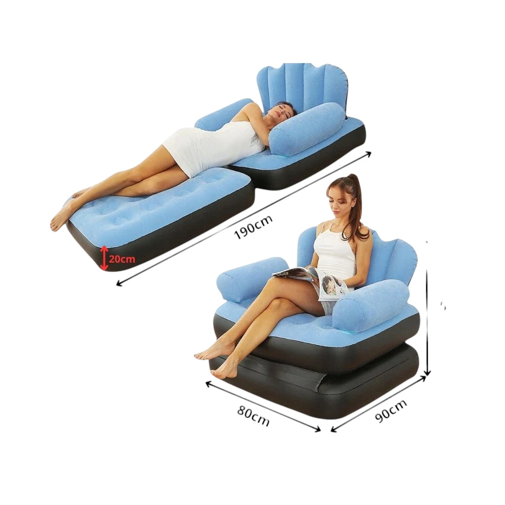 Nafukovacia pohovka 2v1 rozložená na lôžko