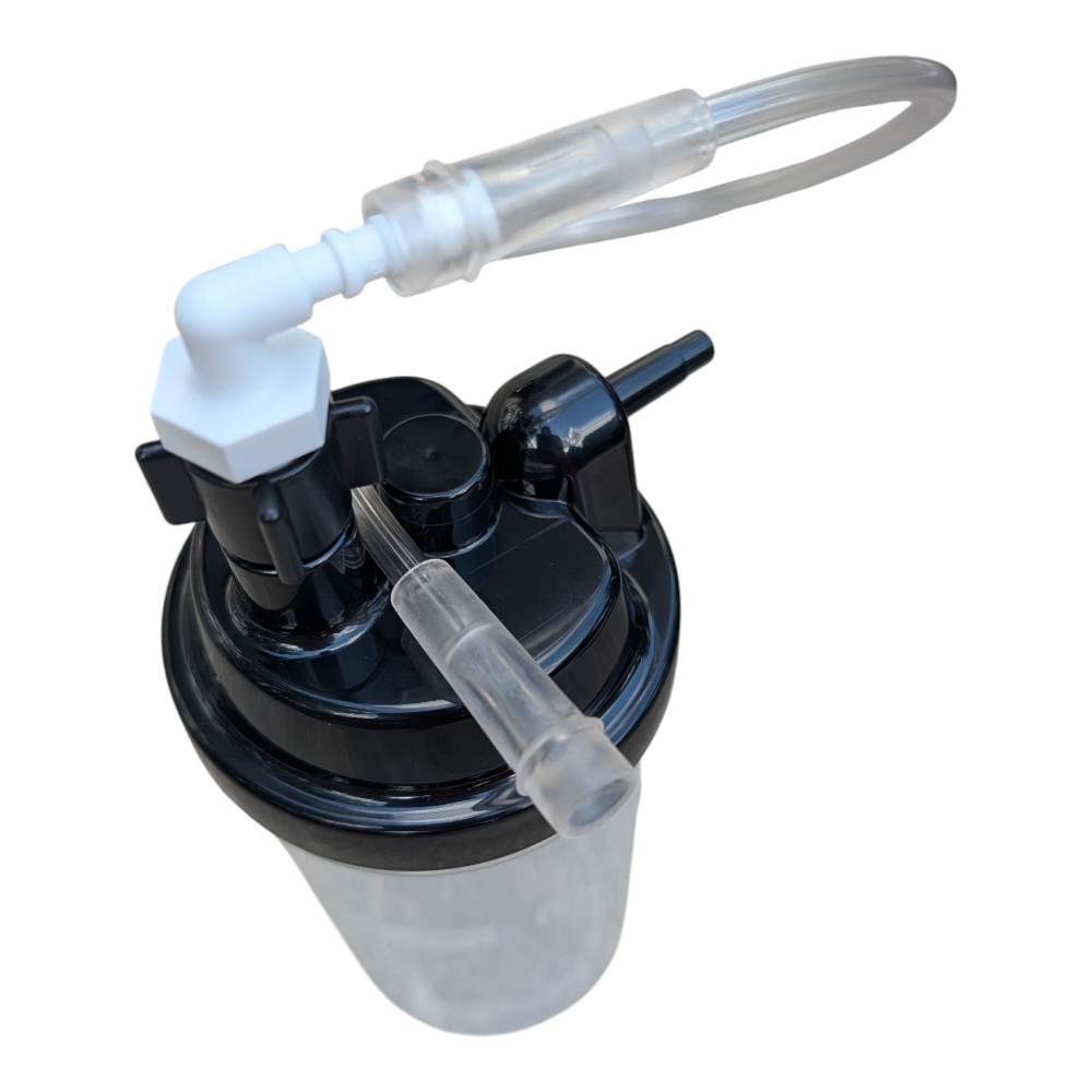 Fľaša HUM na zvlhčovanie kyslíka ku koncentrátoru