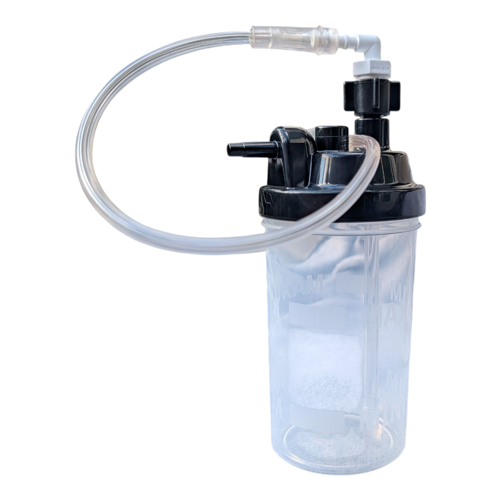 Fľaša HUM na zvlhčovanie kyslíka ku koncentrátoru