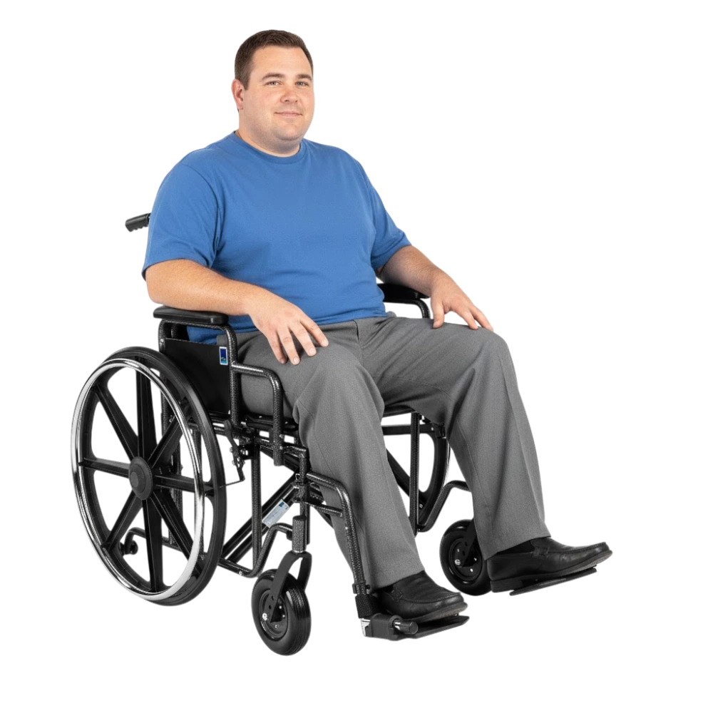 Oceľový invalidný vozík BIG-TIM s nosnosťou 225 kg pohľad spredu