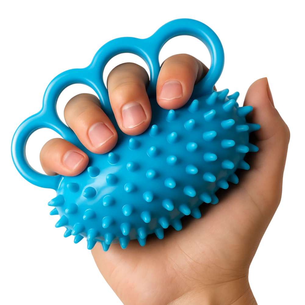 Masážna loptička na ruky – modrá rehabilitačná pomôcka