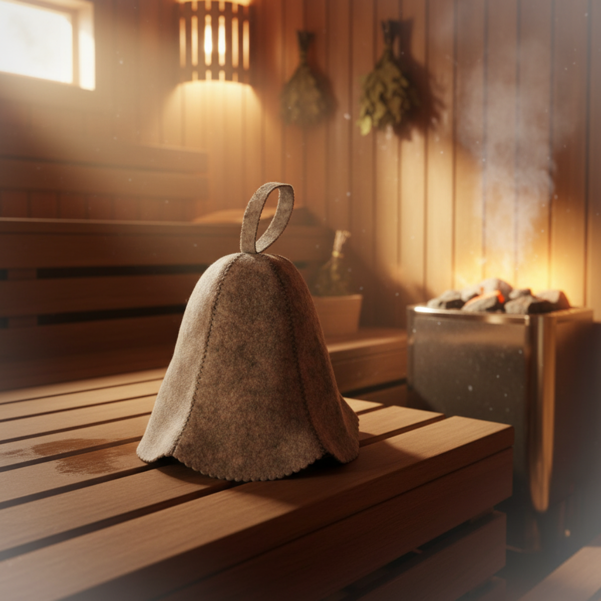 Detail filcovej sauna čiapky univerzálny strih