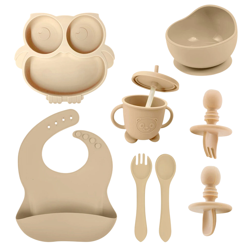 Detail silikónovej súpravy pre deti – miska, tanierik a príbor