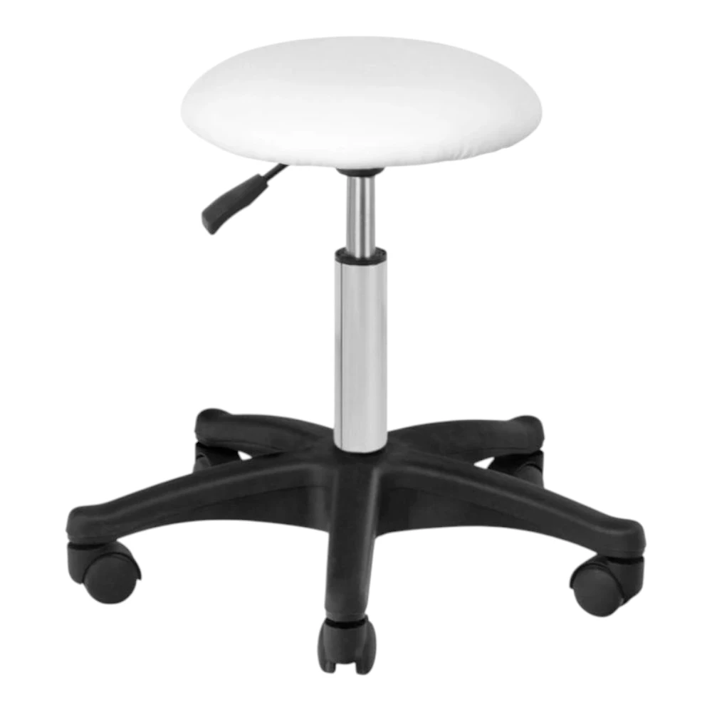 Kozmetická taburetka AM-312 biela – päťramenná podstava s kolieskami