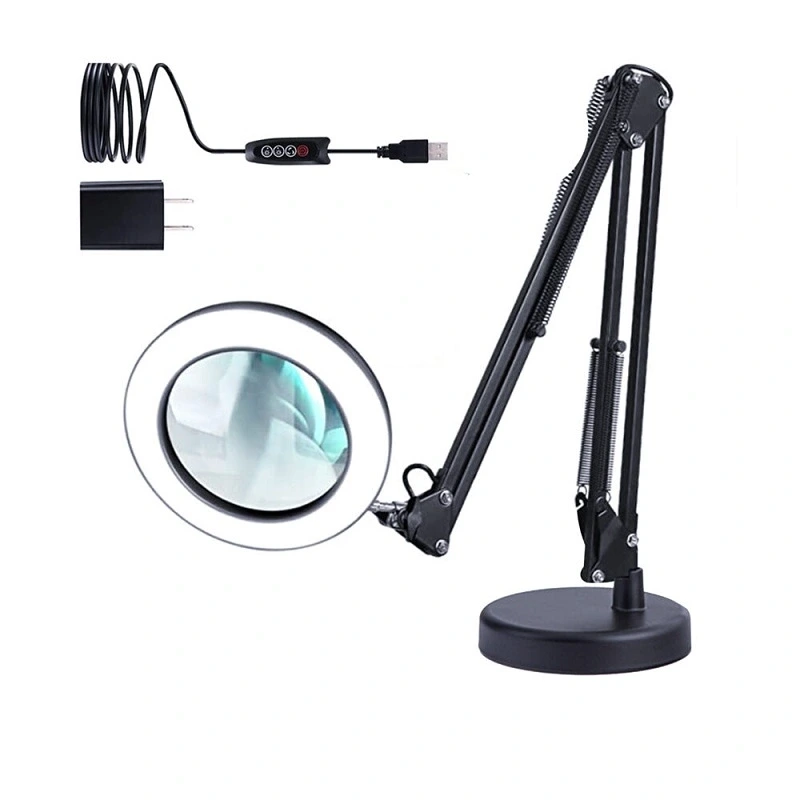 LED lampa s lupou na stôl biela