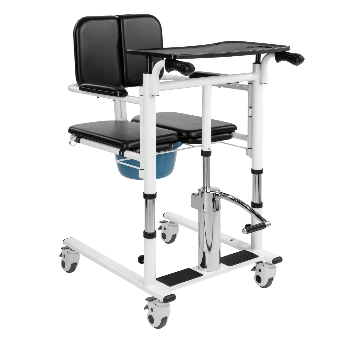 Hydraulická stolička na presun – čalúnenie a opierky pre pohodlie