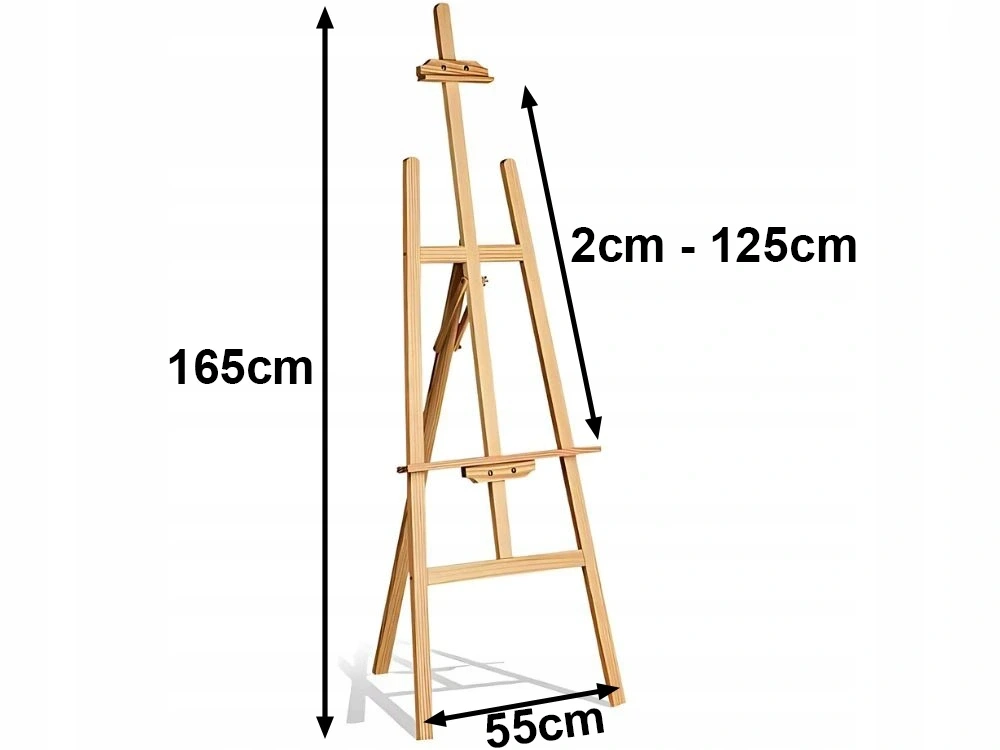 Nastavenie uhla a výšky dreveného maliarskeho stojana 165 cm