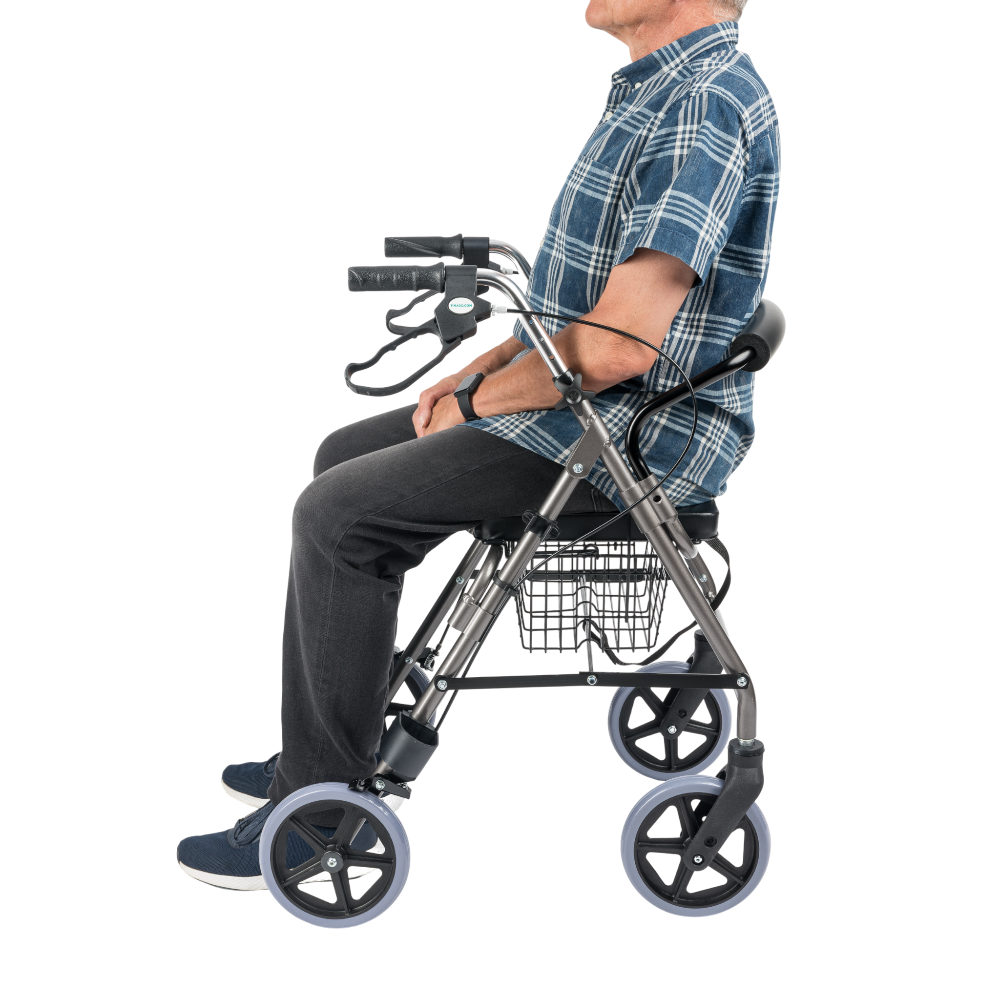 Chodítko VICTORIA detail bočného pohľadu so sedadlom