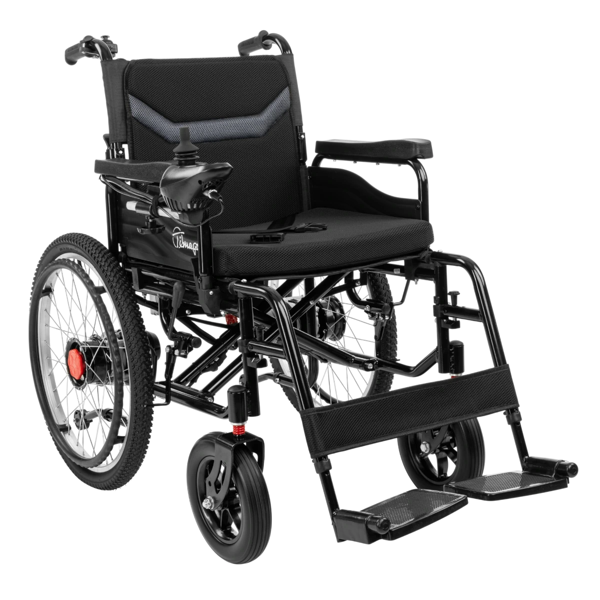 Elektrický invalidný vozík – detail LED osvetlenia a lítiovej batérie