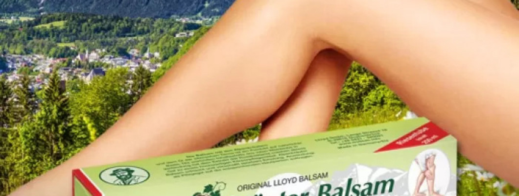 Zobrazenie ženských nôh a alpskej masti, v pozadí je horská krajina.