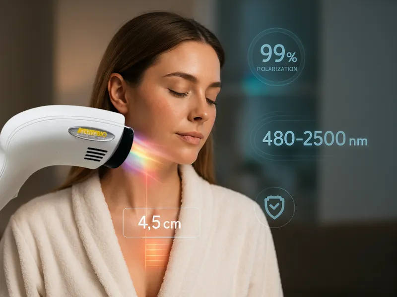  Technológia polychromatického svetla prenikne až do hĺbky 4,5 cm pod kožu, vďaka čomu Biolampa ActiveBio zabezpečí tak účinnú stimuláciu a regeneráciu buniek.