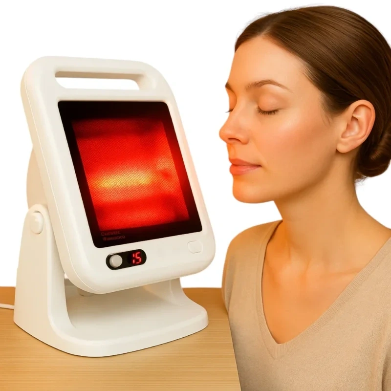 Stolová infračervená lampa Sollux pri lokálnom ošetrení tváre a dutín.